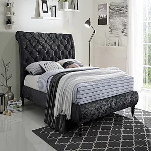 Time Living Venice King Size Black Fabric Bed