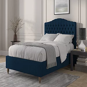 British Bed Company Alice King Size Plush Velvet Navy Blue Fabric Bed