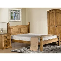 Birlea Corona Pine Low Foot End Double Antique Wax Wooden Bed