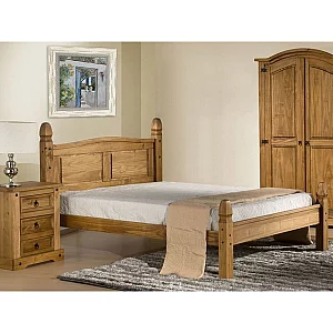 Birlea Corona Pine Low Foot End Double Antique Wax Wooden Bed