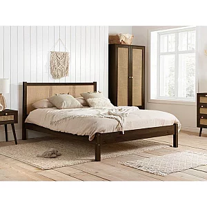 Birlea Croxley Rattan Double Walnut Wooden Bed