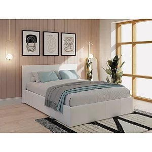 GFW End Lift Double White Faux Ottoman Bed