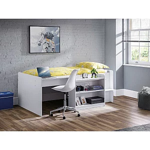 Julian Bowen Neptune Midsleeper with Desk Single White Mid Sleeper